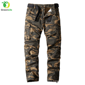 Wholesale mens casual camo cotton trousers multi six pocket cargo pants for men with side pockets